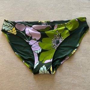 Aerie Green Floral Print Bikini Bottom Size L